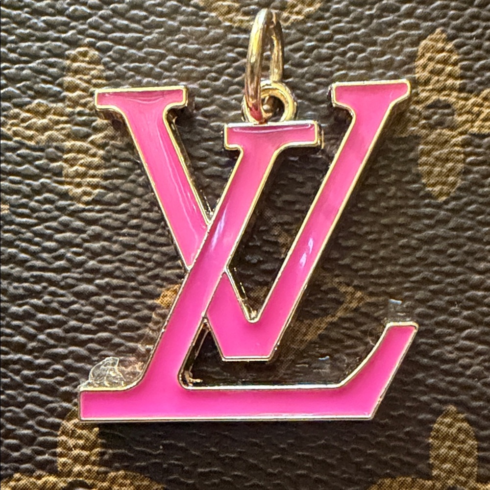 Huge hot pink Upcycled Louis Vuitton LV charm - Picture 2 of 6